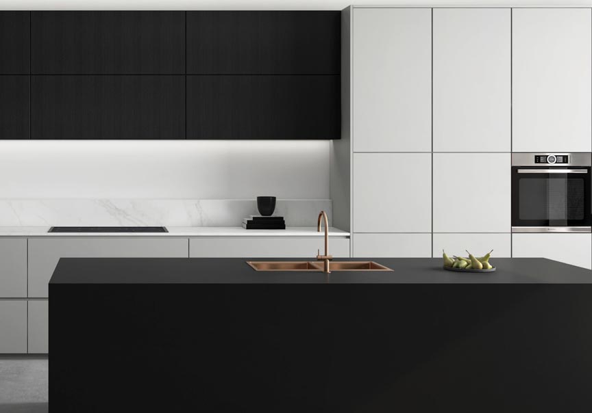 Laminex AbsoluteMatte Black kitchen island